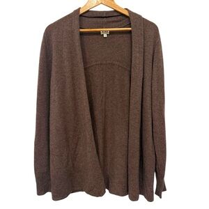 14th & Union Chocolate Brown 100% Cashmere Open Front Cardigan Sweater Size L